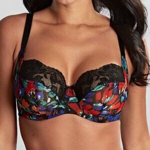 Panache Nina Black Floral Balcony Bra in US 30J